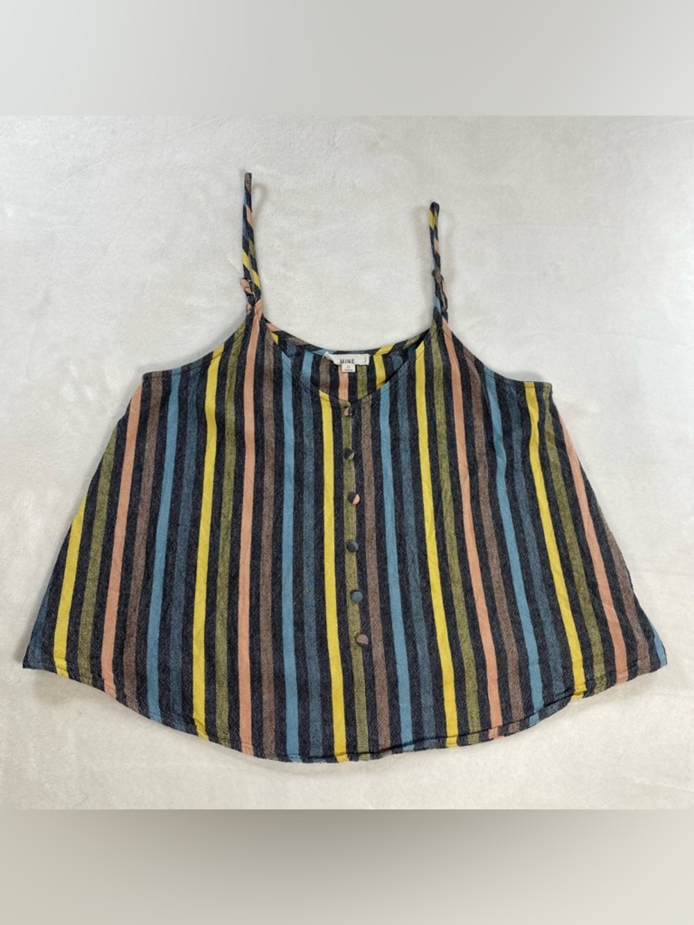 Mine by Buckle Multicolor Striped Button Front Flowy Camisole Tank Top Small